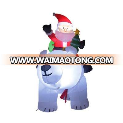 Shaking 6 Foot Christmas Inflatables Santa on Bear with Gifts, Lighted for Home Outdoor Yard Lawn Decoration