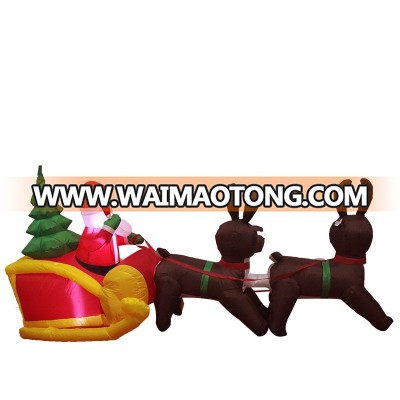 2.1m Long Christmas Inflatable Santa Claus with Tree in Sleigh Pulled by 2 Reindeer Lights